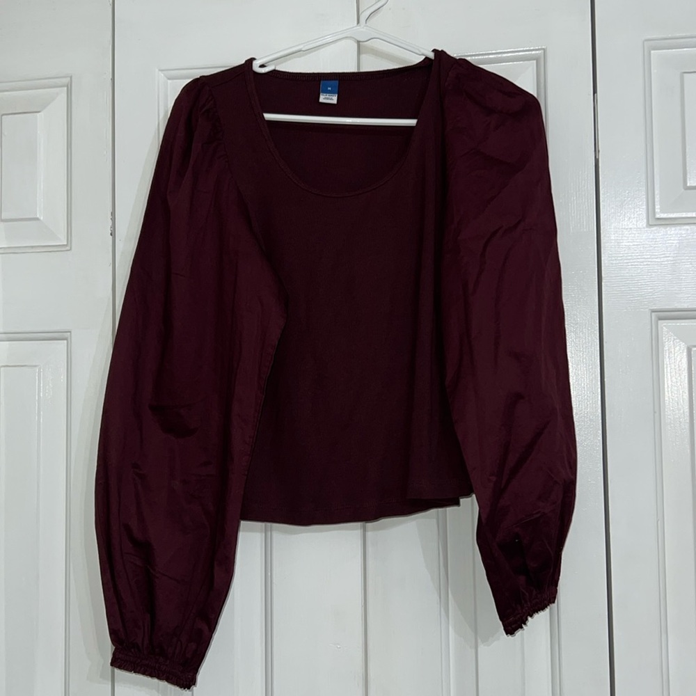 Ribbed puff sleeve top
